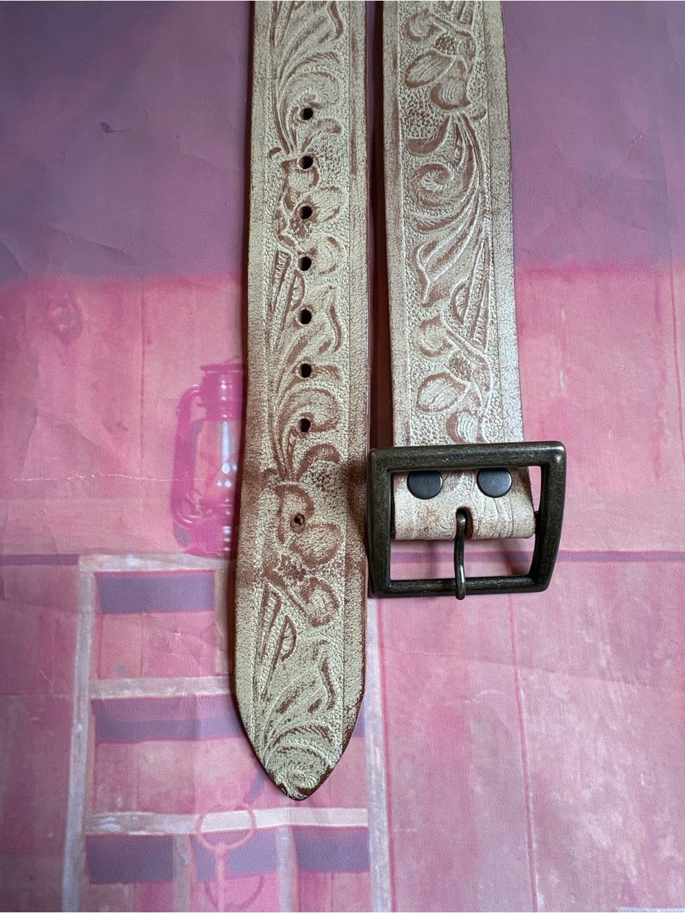 Brave Leather Western Floral Leather Belt | Size 30